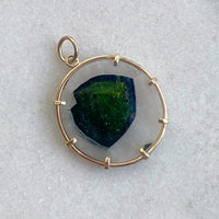 Green Tourmaline in Quartz Pendant